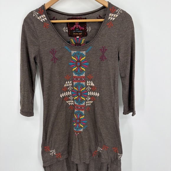 Johnny Was Tops - Johnny Was JWLA Embroidered Boho‎ XS Cotton Blend Top Aztec Southwest Colorful